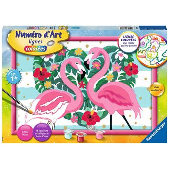 Peinture Ravensburger Numéro d'art Grands Flamants Roses Amoureux