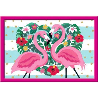 Peinture Ravensburger Numéro d'art Grands Flamants Roses Amoureux