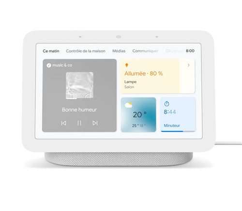 Enceinte intelligente sans fil Bluetooth et Wi-Fi Google Nest Hub 2è génération avec écran connecté Galet