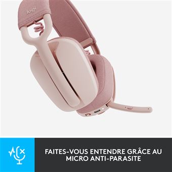 Casque PC sans fil Bluetooth Logitech Zone Vibe 100 Rose