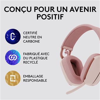 Casque PC sans fil Bluetooth Logitech Zone Vibe 100 Rose