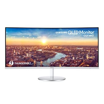 Samsung C34J791WTP - CJ79 Series - moniteur QLED - incurvé - 34" (34" visualisable) - 3440 x 1440 UWQHD @ 100 Hz - VA - 300 cd/m² - 3000:1 - 4 ms - 2xThunderbolt 3, HDMI, DisplayPort - haut-parleurs - gris