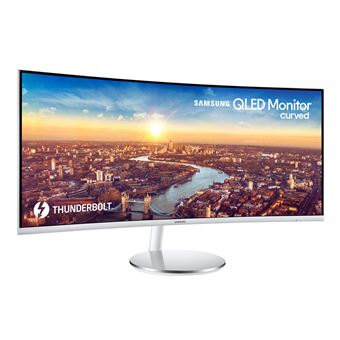 Samsung C34J791WTP - CJ79 Series - moniteur QLED - incurvé - 34" (34" visualisable) - 3440 x 1440 UWQHD @ 100 Hz - VA - 300 cd/m² - 3000:1 - 4 ms - 2xThunderbolt 3, HDMI, DisplayPort - haut-parleurs - gris