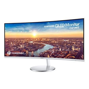 Samsung C34J791WTP - CJ79 Series - moniteur QLED - incurvé - 34" (34" visualisable) - 3440 x 1440 UWQHD @ 100 Hz - VA - 300 cd/m² - 3000:1 - 4 ms - 2xThunderbolt 3, HDMI, DisplayPort - haut-parleurs - gris