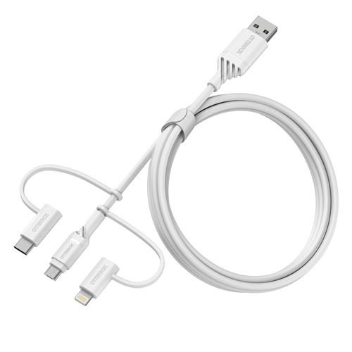 Câble renforcé 3 en 1 pour iPhone OtterBox 1m Blanc