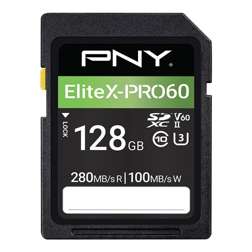 Carte mémoire SDXC Pny P-SD128V60280EXP6-GE EliteX-PRO 60 UHS-II 128 Go Noir