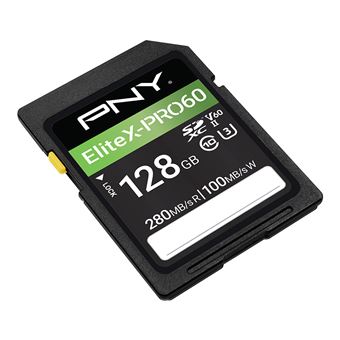 Carte mémoire SD Pny P-SD128V60280EXP6-GE EliteX-PRO 60 UHS-II 128 Go Noir