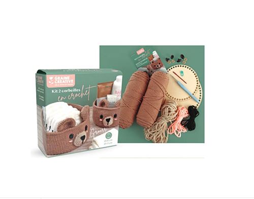 Graine Creative Multicolore Kit 2 Corbeilles Oursons En Crochet