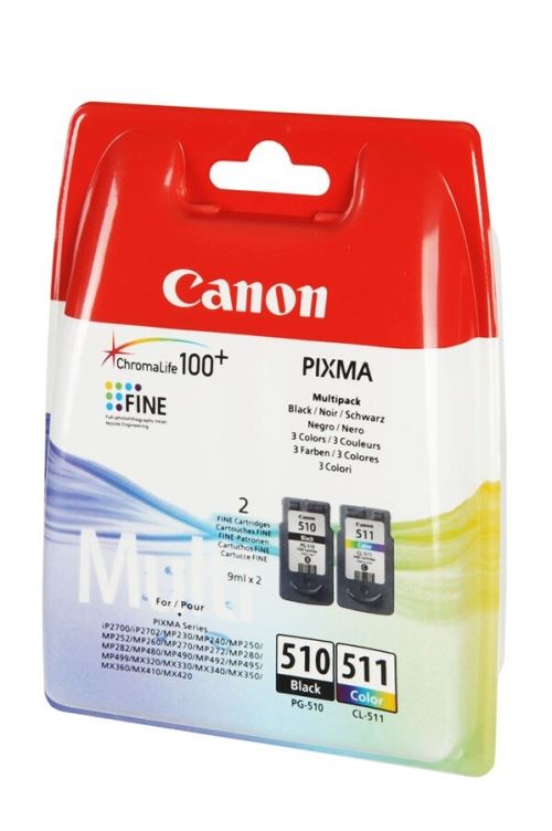 Pack cartouches jet d'encre Canon Pixma PG-510 Noir et CL-511 3 couleurs