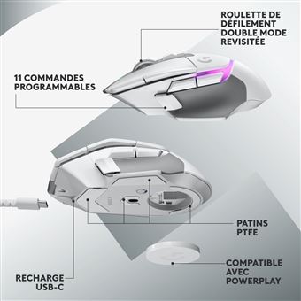 Souris Gaming sans fil Logitech G502 X PLUS LIGHTSPEED Blanc