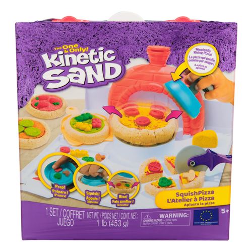 Kinetic Sand Sable Magique - Atelier À Pizza Magique 453 G + 2 Accessoires - Sculptez à l'Infini ce Sable Coloré comme de la Pâte à Modeler - Jouet Sensoriel - Jouet Enfant 5 Ans Et +