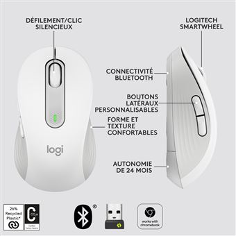 Souris sans fil Logitech Signature M650 Blanc