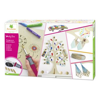 Kit créatif Sycomore Pyrogravure Arbre à bijoux Bijoux en bois Lovely Box XL - 1