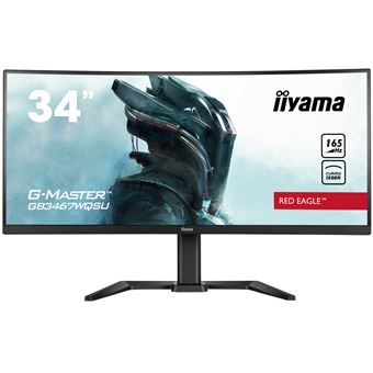 iiyama G-MASTER Red Eagle GB3467WQSU-B5 - Écran LED - incurvé - 34" - 3440 x 1440 UWQHD @ 165 Hz - VA - 550 cd/m² - 3000:1 - HDR400 - 0.4 ms - 2xHDMI, 2xDisplayPort - haut-parleurs - noir mat