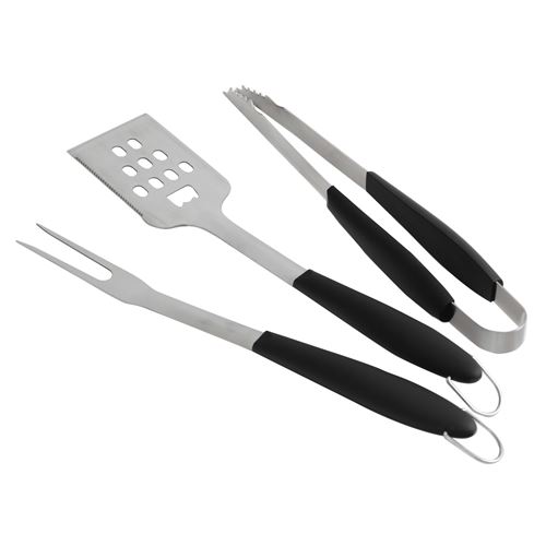 Le Marquier Noir Et Argent Set 3 Ustensiles Inox Agr02
