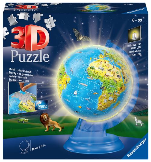 Ravensburger Multicolore Puzzle 3D Globe Illuminé 188 Pièces