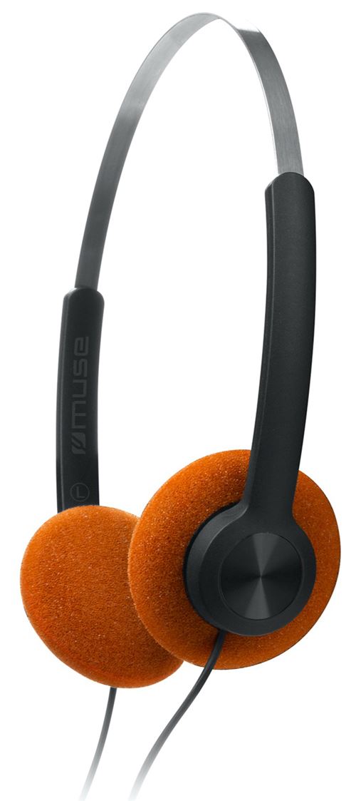 Casque Filaire Jack 3.5Mm avec Arceau Réglable et Adaptateur Usb-C Muse Noir / Orange