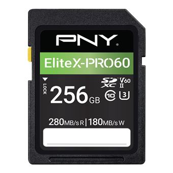 Carte mémoire SD Pny P-SD256V60280EXP6-GE EliteX-PRO 60 UHS-II 256 Go Noir