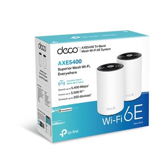 Pack de 2 Routeurs sans fil Wi-Fi 6 Multi-Bande TP-Link Deco XE75 V1 Blanc et noir