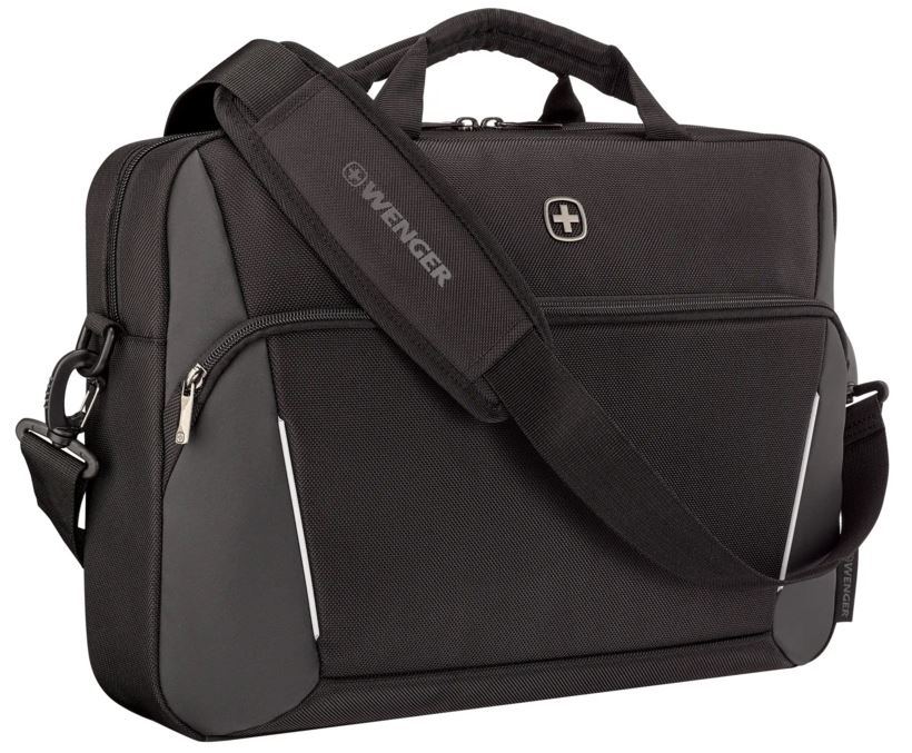 Sacoche Ordinateur 15.6" - Nylon Résistant - Imperméable - Multi-poches - En Bandoulière Ou Poignée - Noir