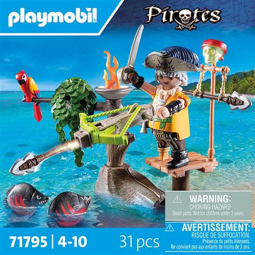 Playmobil Pirates 71795 Pirate avec Arbalète et Poissons à Viser