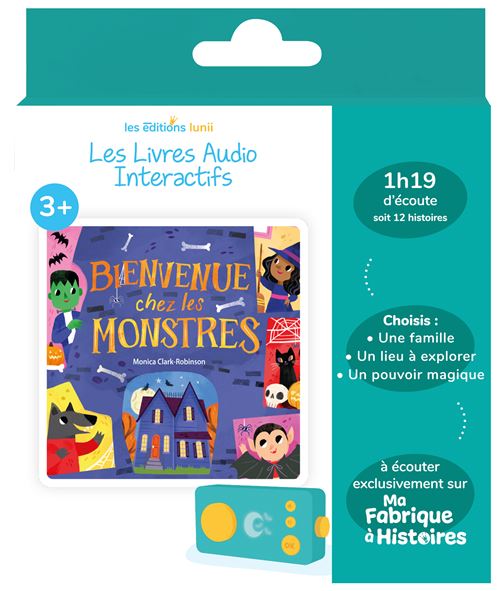 Livre audio Lunii Bienvenue chez les monstres pour conteuse d'histoire Ma Fabrique à Histoire