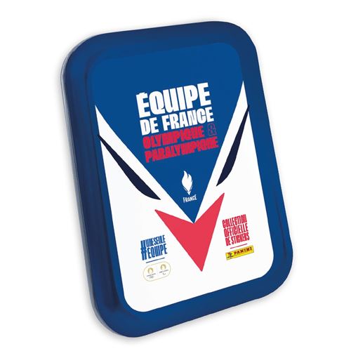 Boîte métal avec 10 pochettes + 2 cartes édition limitée PANINI JO 2024 Equipe de France
