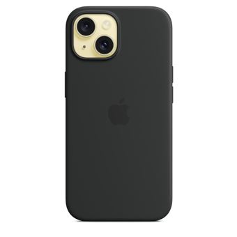 Coque en silicone avec MagSafe pour iPhone 15 Noir