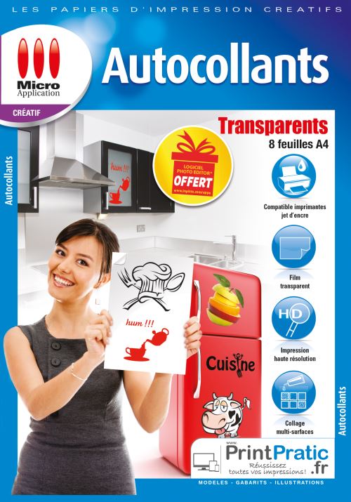Micro Application AUTOCOLLANTS TRANSPARENTS - Papier brillant transparent