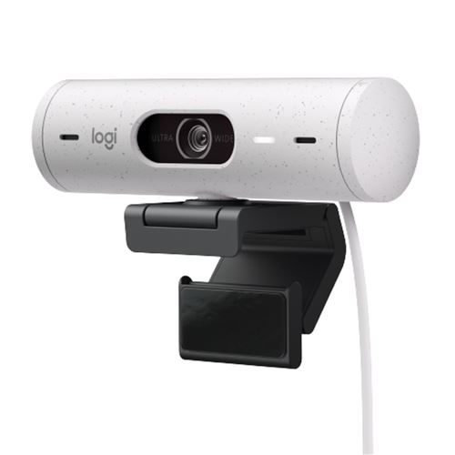 Webcam Logitech Brio 500 HD avec Deux Micros à Réduction de Bruit Blanc