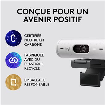 Logitech Brio 500 Webcam HD avec Deux Micros a Reduction de Bruit - Blanc