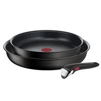 Lot 2 poêles et poignée Tefal Ingenio Eco Resist 24 et 28 cm Noir