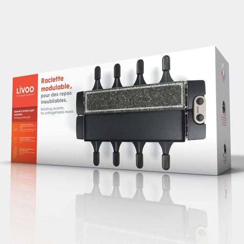 Appareil à raclette Livoo et gril modulable 1280 W Noir et Gris