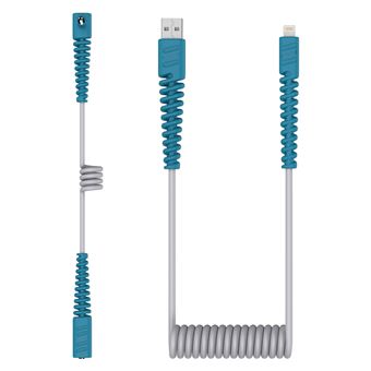 Pack de 2 câbles extensibles USB A vers Lightning OtterBox pour iPhone/iPad/iPod Gris et bleu