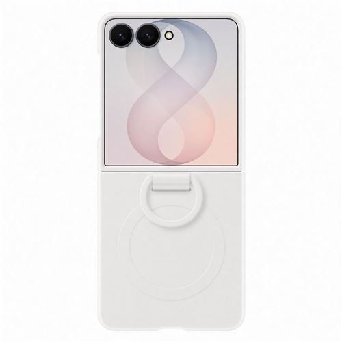 Coque magnétique en silicone avec anneau Crème pour Samsung Galaxy Z Flip 8
