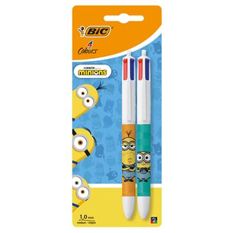 BIC 4 couleurs Licence Minions, un 4 Couleurs Vert et un 4 couleurs Orange, Blister de 2