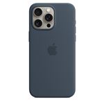 Coque en silicone avec MagSafe pour iPhone 15 Pro Max Bleu orage