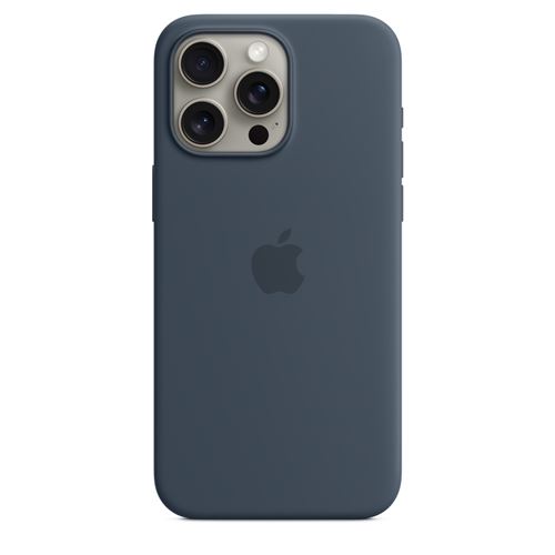Apple Coque en silicone avec MagSafe pour iPhone 15 Pro Max Bleu orage