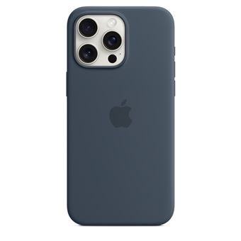 Coque en silicone avec MagSafe pour iPhone 15 Pro Max Bleu orage