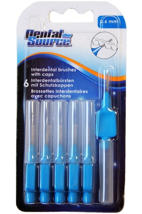 Pack de 6 brossettes interdentaires Dental Source 0.6 mm avec capuchon