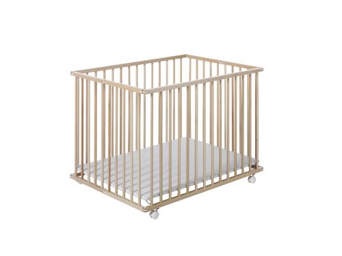 Parc pliant en bois 3 niveaux Geuther Basic 4 roulettes Beige
