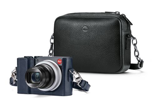 Appareil photo Leica C-Lux Style Kit Bleu minuit + sac cuir noir + protection cuir bleu