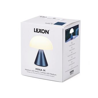 Medium portable LED lamp - Cool or warm white light +7 colors - Push activation light - Dimmer - Water resistant IPX4 - Battery life: up to 24h (tested at 75% brightness, 22C ambient indoor temperature) - Charging time: 2h