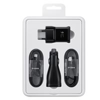 Pack Energie Samsung Chargeur voiture + Chargeur secteur + 2 x Câble USB combo MicroUSB + Type-C