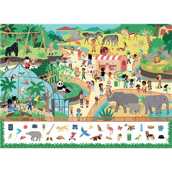 Puzzle enfant 45 pièces Nathan Au zoo Cherche et trouve