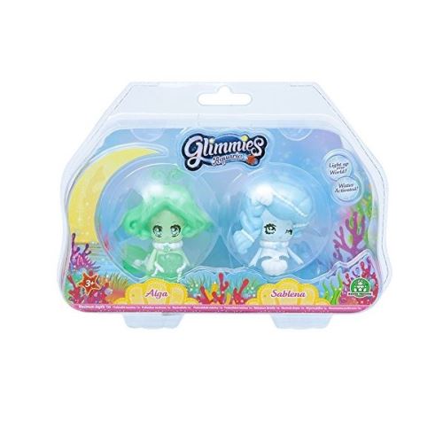2 Figurines Glimmies Blister 2 Aquaria Alga et Sablena Vert et Bleu 6 cm