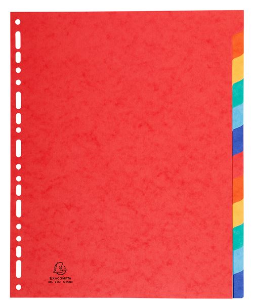 Intercalaires 12 positions A4 maxi Exacompta Carte lustré Véritable souple