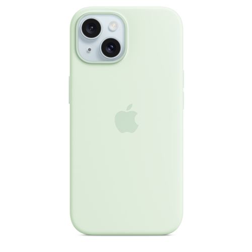 Apple Coque en silicone avec MagSafe pour iPhone 15 Menthe douce