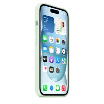 Coque en silicone avec MagSafe pour Apple iPhone 15 Menthe douce