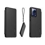 Etui à rabat au touché peau pour Xiaomi 13 Lite Made For Xiaomi + Dragonne amovible Noir